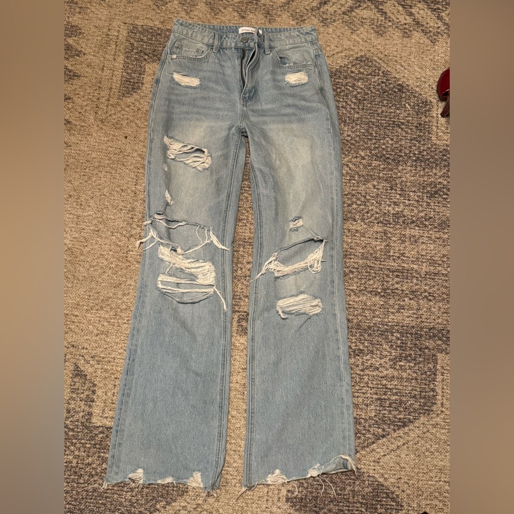 Flying Monkey high waist wide leg Distressed Jeans size 27L